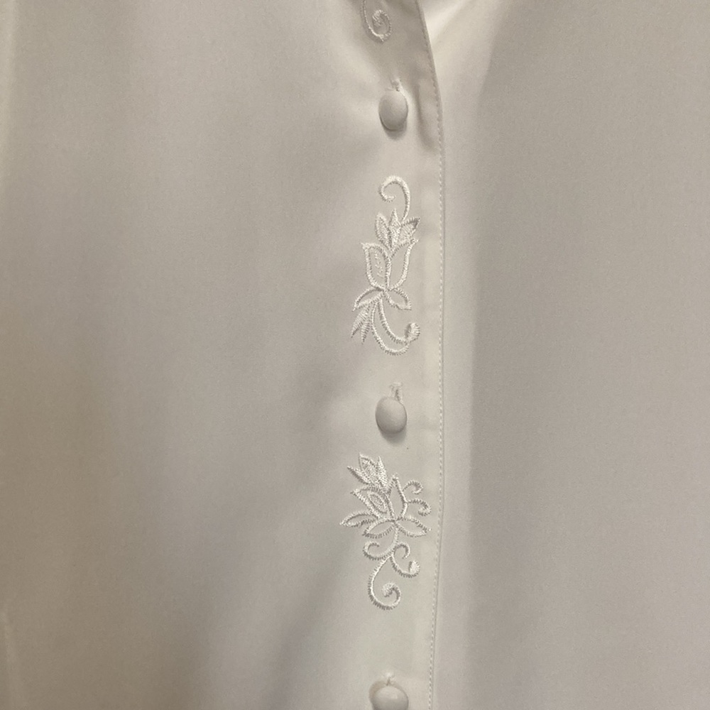 White Collared Button Down Blouse - image 5